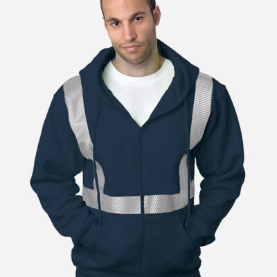 USA-Made Hi-Visibility Full-Zip Hooded Sweatshirt - Segmented Tape Thumbnail